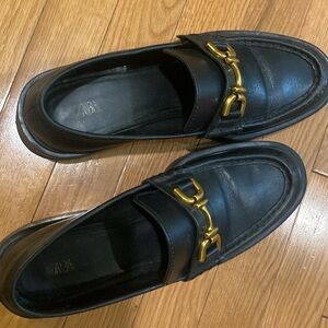 Women’s Black Loafers with Gold Accent